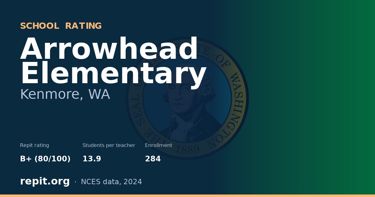 Arrowhead Elementary, Kenmore, WA — Repit school rating B+ (80/100)