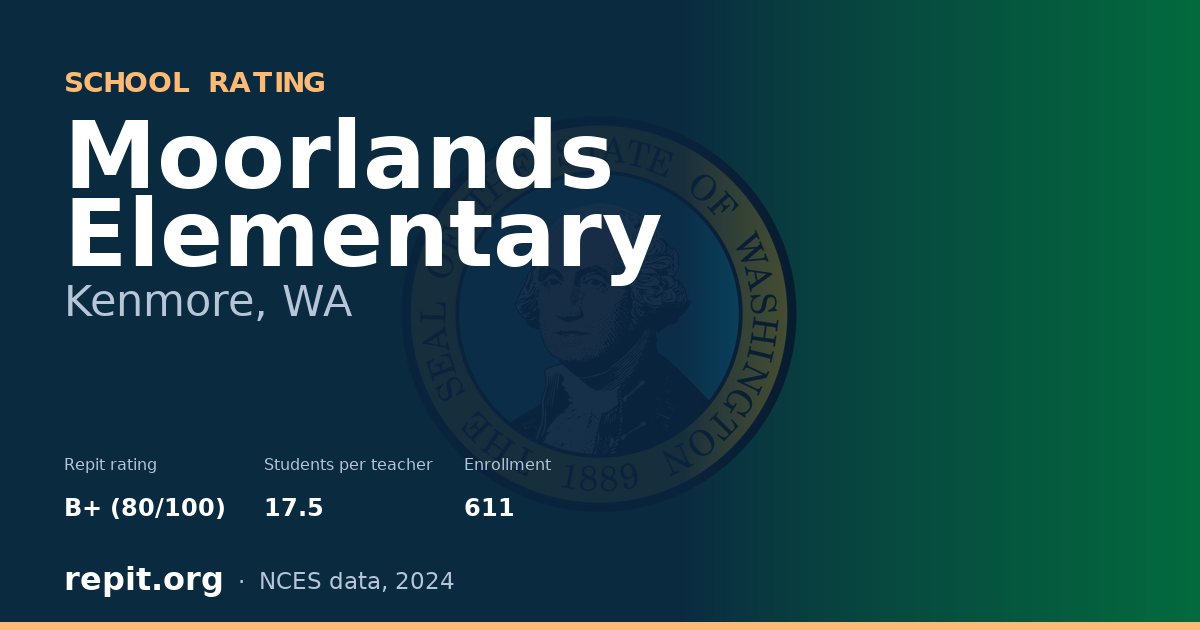 Moorlands Elementary, Kenmore, WA — Repit school rating B+ (80/100)