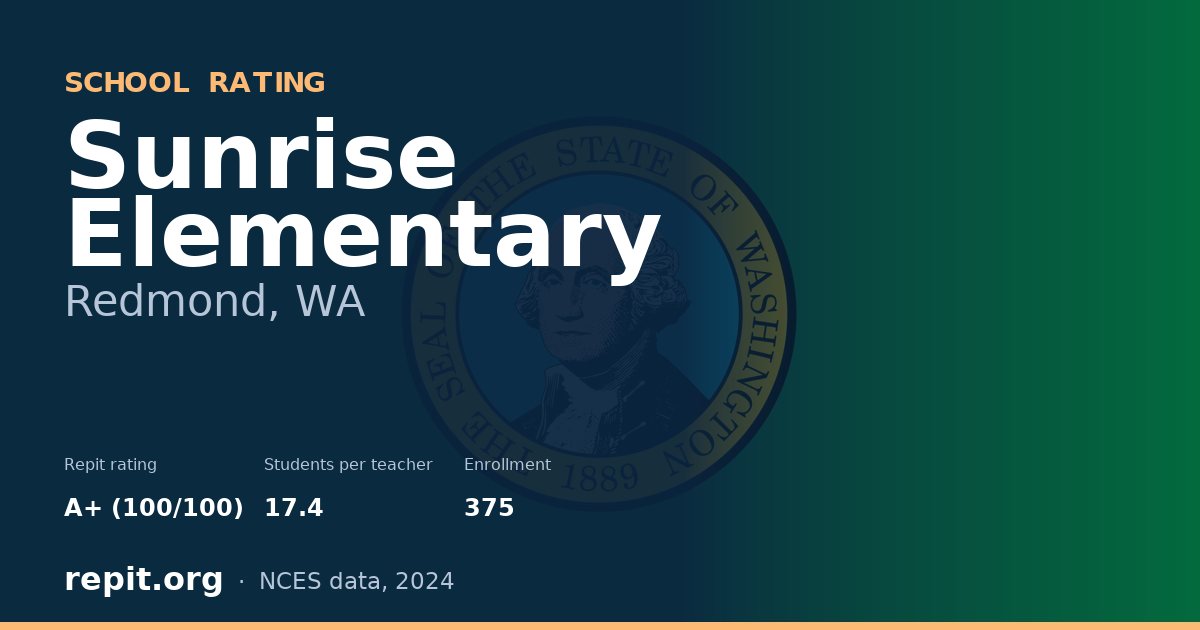 Sunrise Elementary, Redmond, WA — Repit school rating A+ (100/100)