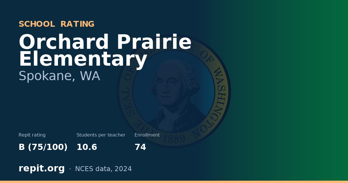 Orchard Prairie Elementary, Spokane, WA — Repit school rating B (75/100)