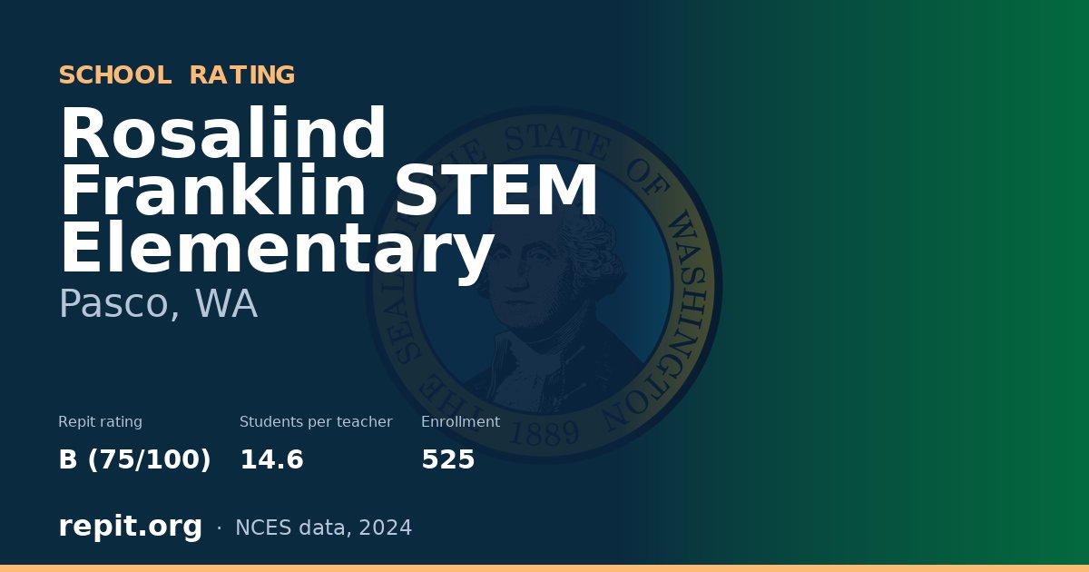 Rosalind Franklin STEM Elementary, Pasco, WA — Repit school rating B (75/100)