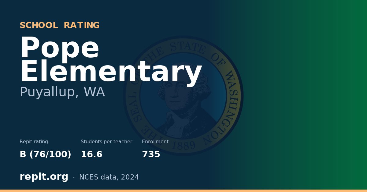 Pope Elementary, Puyallup, WA — Repit school rating B (76/100)