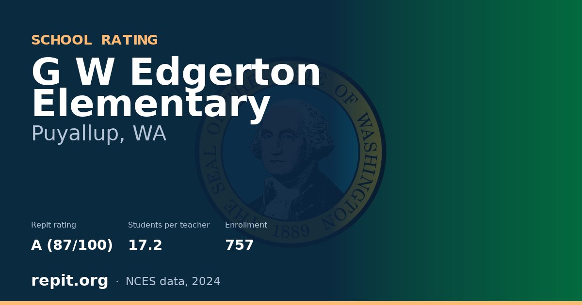 G W Edgerton Elementary, Puyallup, WA — Repit school rating A (87/100)