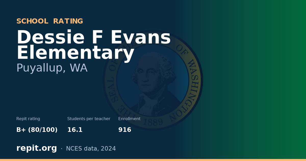 Dessie F Evans Elementary, Puyallup, WA — Repit school rating B+ (80/100)