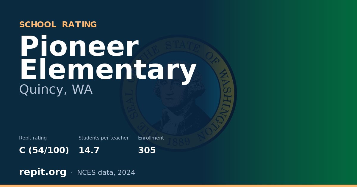Pioneer Elementary, Quincy, WA — Repit school rating C (54/100)