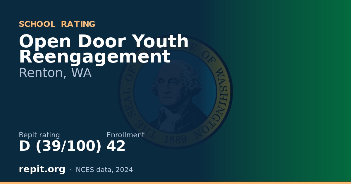 Open Door Youth Reengagement, Renton, WA — Repit school rating D (39/100)