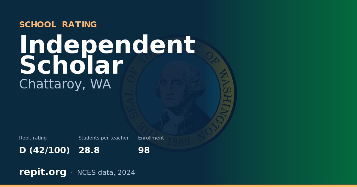 Independent Scholar, Chattaroy, WA — Repit school rating D (42/100)