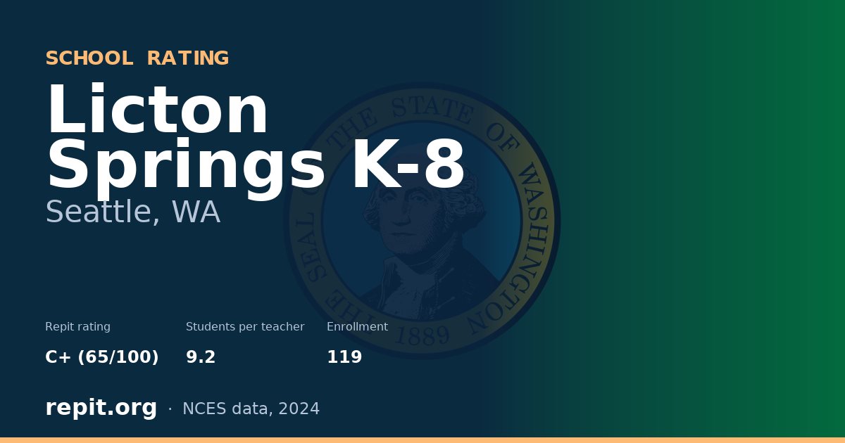 Licton Springs K-8, Seattle, WA — Repit school rating C+ (65/100)