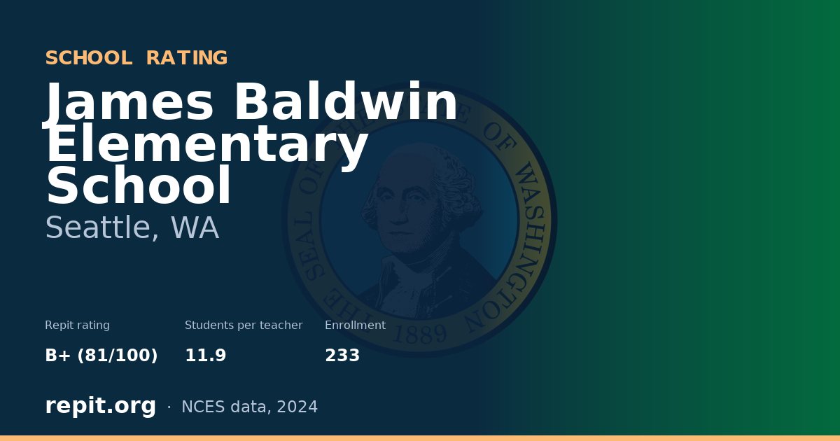 James Baldwin Elementary School, Seattle, WA — Repit school rating B+ (81/100)
