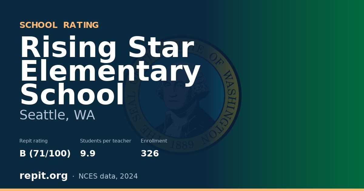 Rising Star Elementary School, Seattle, WA — Repit school rating B (71/100)