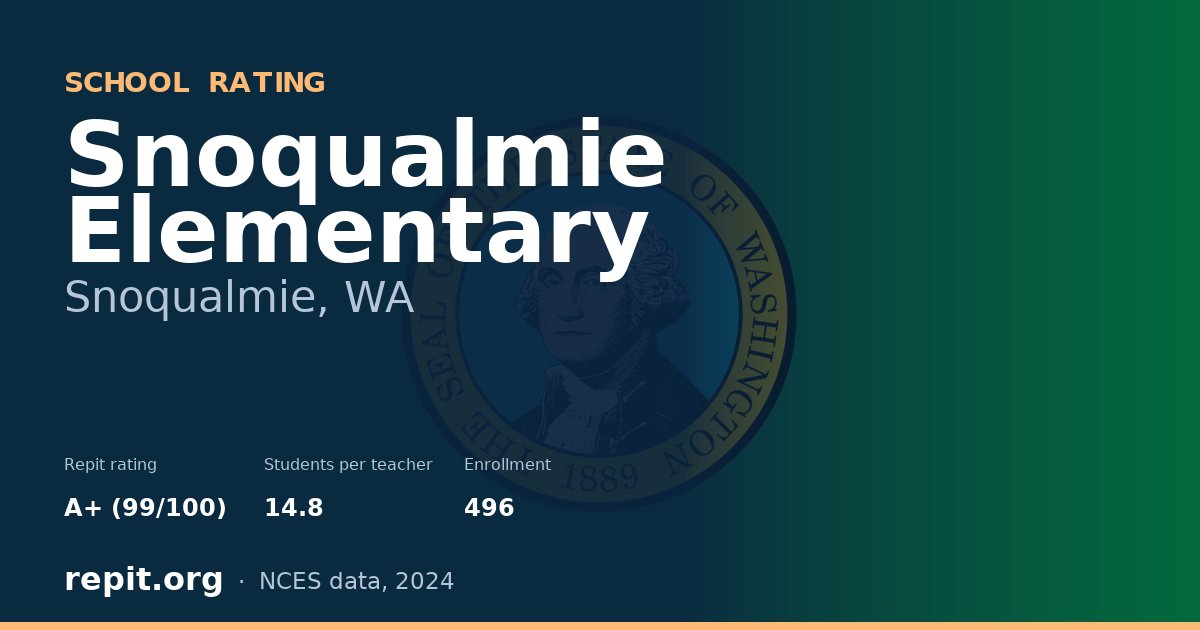 Snoqualmie Elementary, Snoqualmie, WA — Repit school rating A+ (99/100)