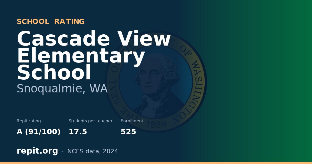 Cascade View Elementary School, Snoqualmie, WA — Repit school rating A (91/100)
