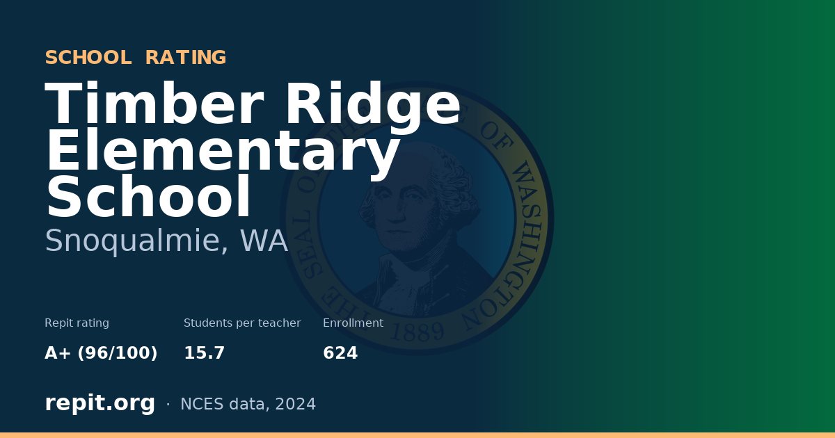 Timber Ridge Elementary School, Snoqualmie, WA — Repit school rating A+ (96/100)