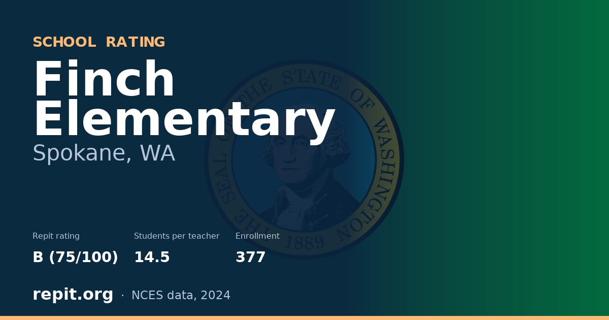 Finch Elementary, Spokane, WA — Repit school rating B (75/100)
