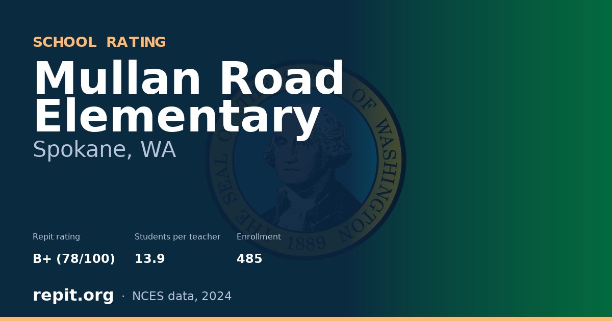 Mullan Road Elementary, Spokane, WA — Repit school rating B+ (78/100)