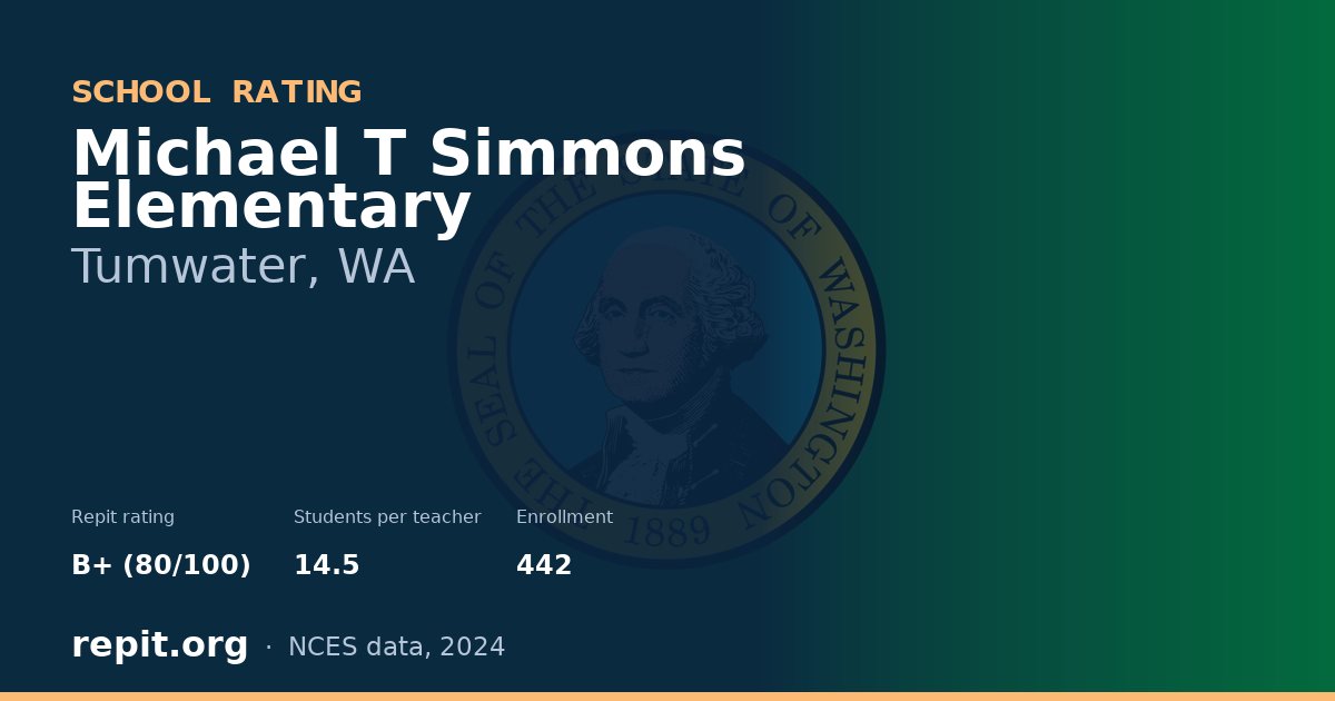 Michael T Simmons Elementary, Tumwater, WA — Repit school rating B+ (80/100)