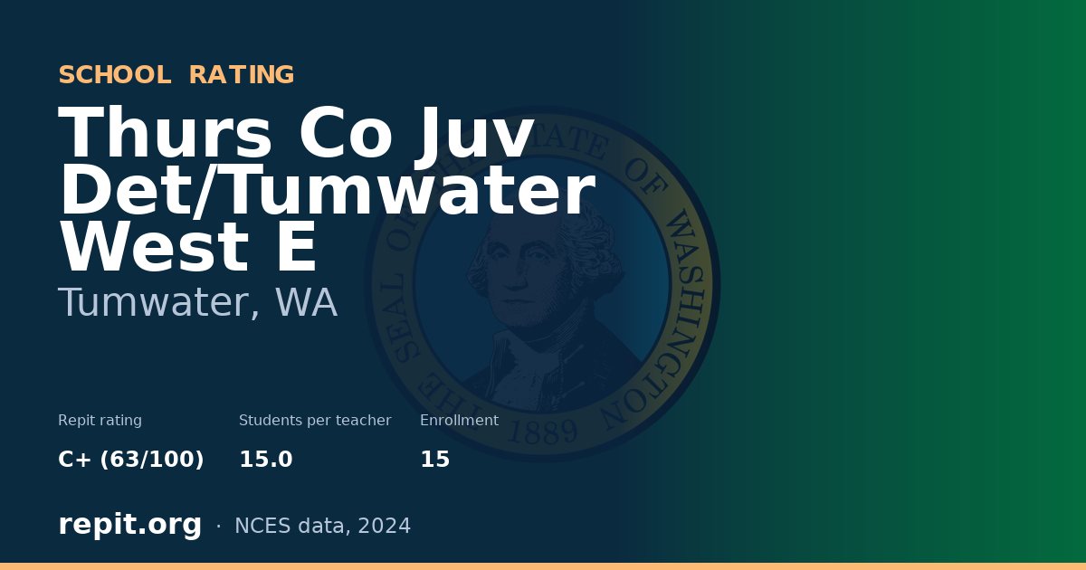 Thurs Co Juv Det/Tumwater West E, Tumwater, WA — Repit school rating C+ (63/100)