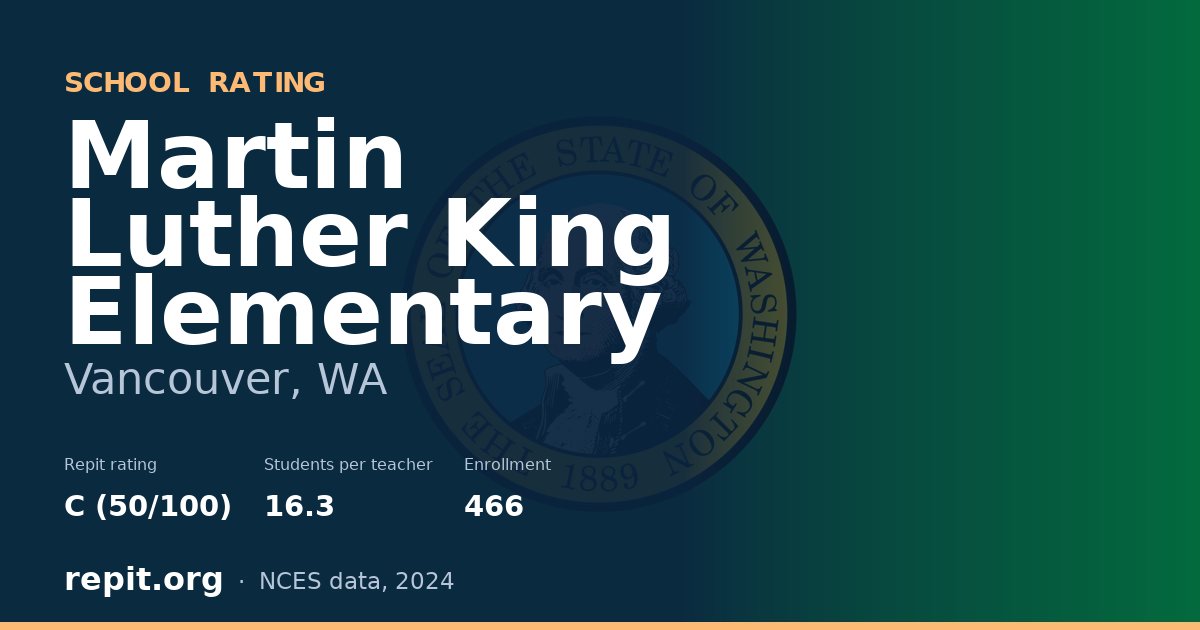 Martin Luther King Elementary, Vancouver, WA — Repit school rating C (50/100)