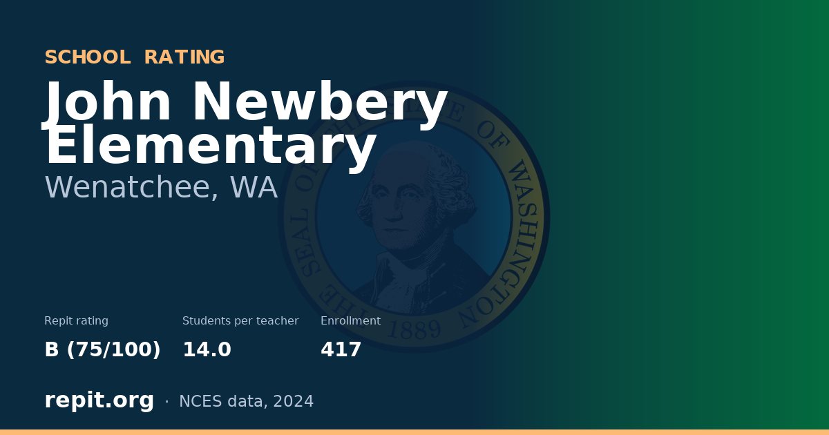 John Newbery Elementary, Wenatchee, WA — Repit school rating B (75/100)