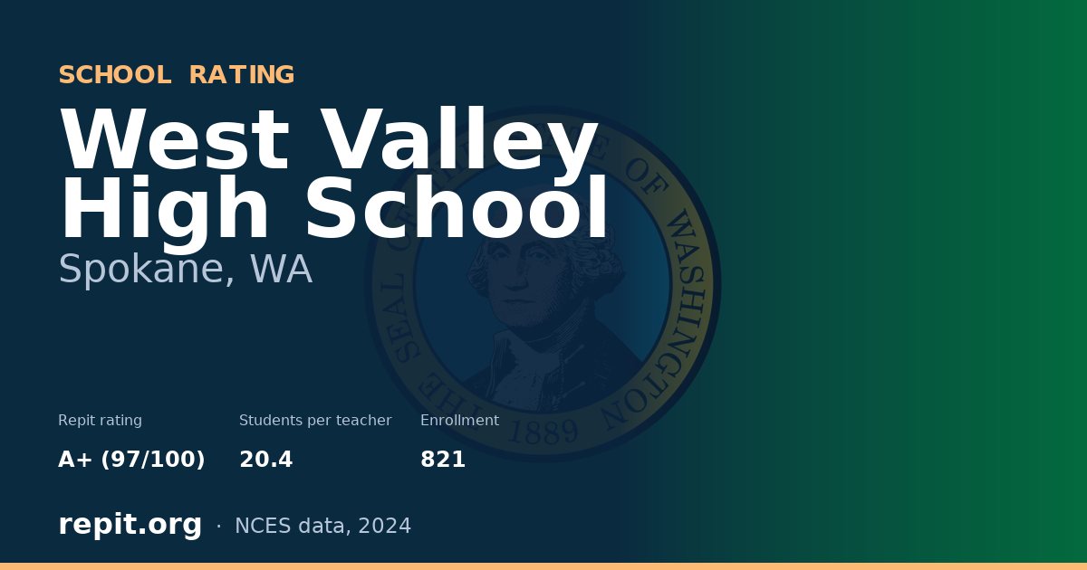 West Valley High School, Spokane, WA — Repit school rating A+ (97/100)