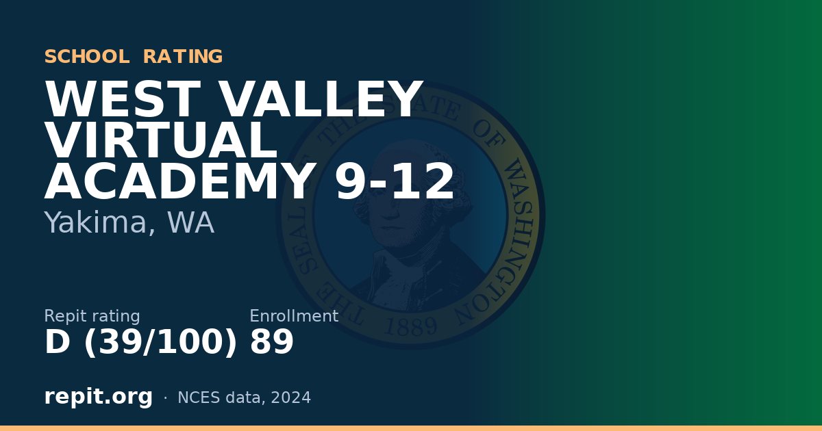 WEST VALLEY VIRTUAL ACADEMY 9-12, Yakima, WA — Repit school rating D (39/100)