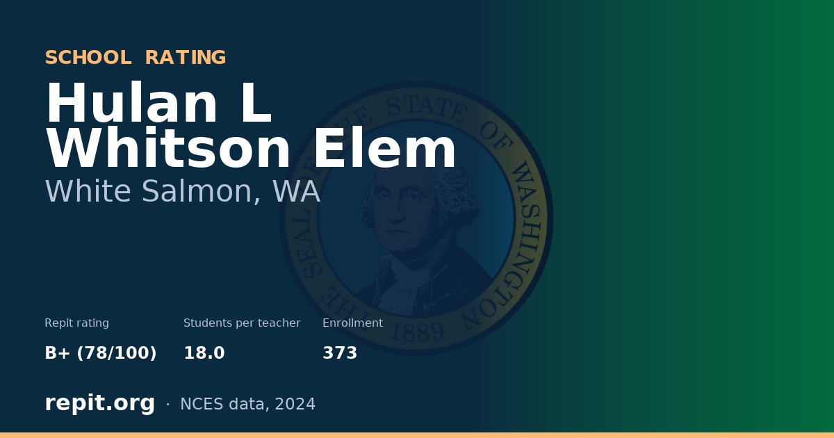 Hulan L Whitson Elem, White Salmon, WA — Repit school rating B+ (78/100)