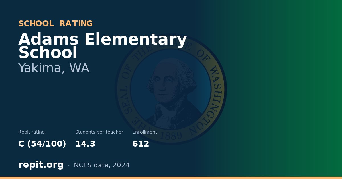 Adams Elementary School, Yakima, WA — Repit school rating C (54/100)