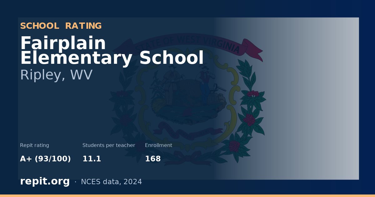 Fairplain Elementary School, Ripley, WV — Repit school rating A+ (93/100)