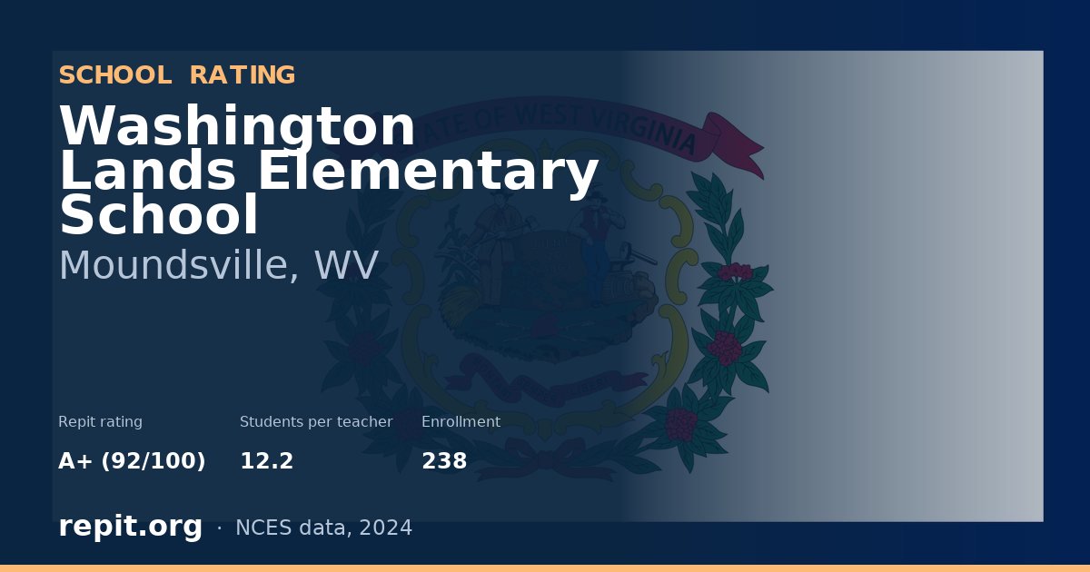 Washington Lands Elementary School, Moundsville, WV — Repit school rating A+ (92/100)