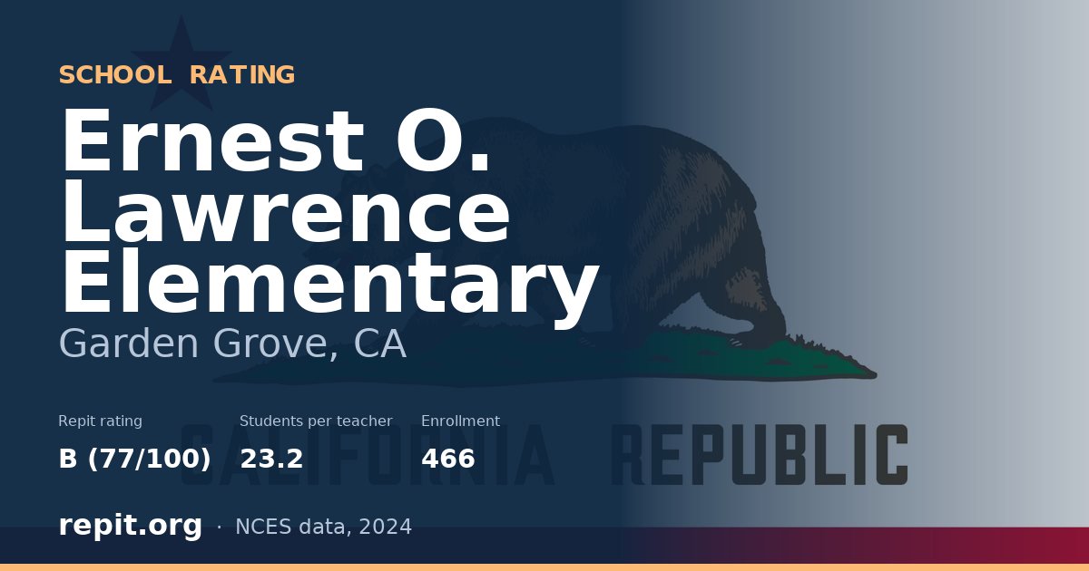 Ernest O. Lawrence Elementary, Garden Grove, CA — Repit school rating B (77/100)