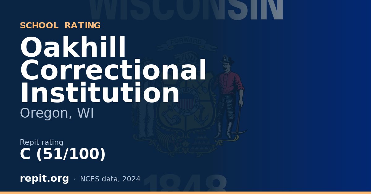 Oakhill Correctional Institution, Oregon, WI — Repit school rating C (51/100)
