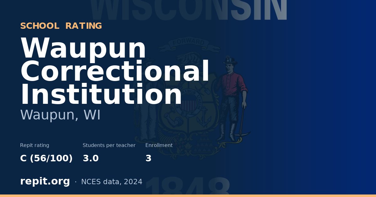 Waupun Correctional Institution, Waupun, WI — Repit school rating C (56/100)