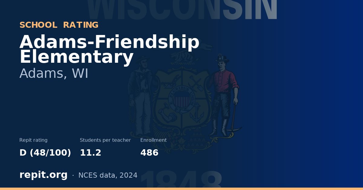 Adams-Friendship Elementary, Adams, WI — Repit school rating D (48/100)