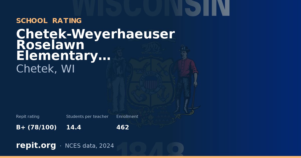 Chetek-Weyerhaeuser Roselawn Elementary, Chetek, WI — Repit school rating B+ (78/100)