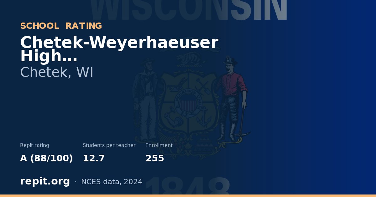 Chetek-Weyerhaeuser High, Chetek, WI — Repit school rating A (88/100)