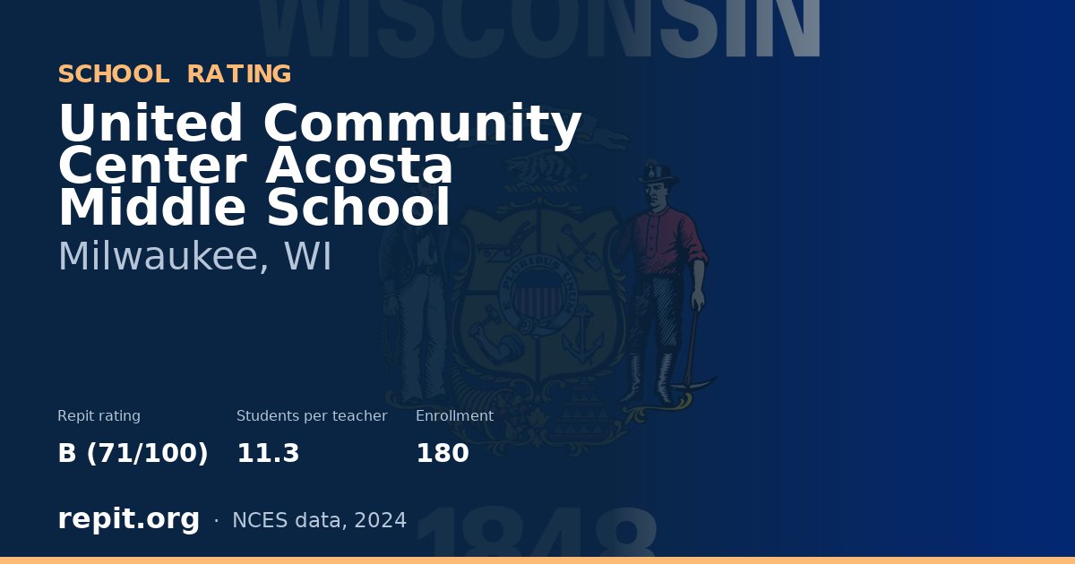 United Community Center Acosta Middle School, Milwaukee, WI — Repit school rating B (71/100)