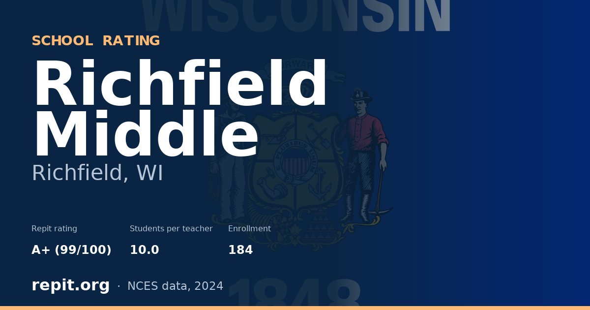 Richfield Middle, Richfield, WI — Repit school rating A+ (99/100)