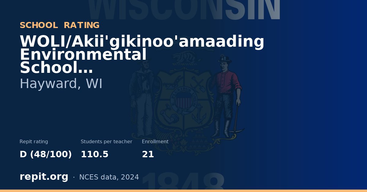 WOLI/Akii'gikinoo'amaading Environmental School, Hayward, WI — Repit school rating D (48/100)
