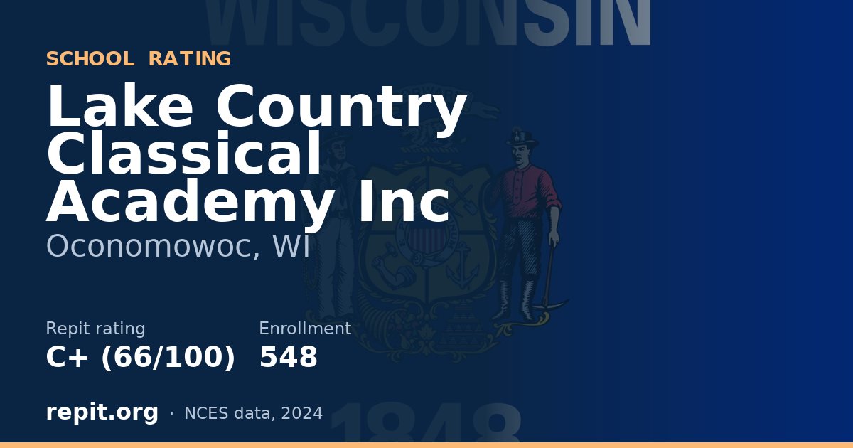 Lake Country Classical Academy Inc, Oconomowoc, WI — Repit school rating C+ (66/100)