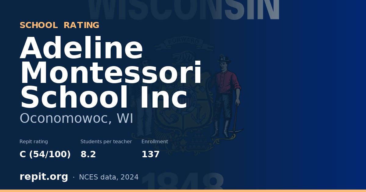 Adeline Montessori School Inc, Oconomowoc, WI — Repit school rating C (54/100)