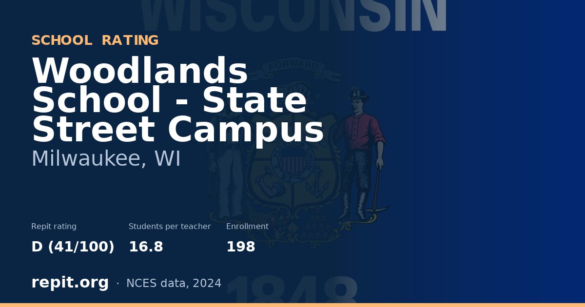 Woodlands School - State Street Campus, Milwaukee, WI — Repit school rating D (41/100)