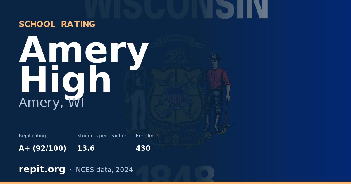 Amery High, Amery, WI — Repit school rating A+ (92/100)