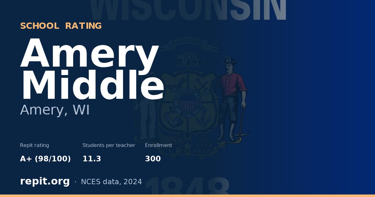 Amery Middle, Amery, WI — Repit school rating A+ (98/100)