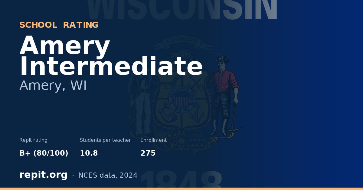 Amery Intermediate, Amery, WI — Repit school rating B+ (80/100)