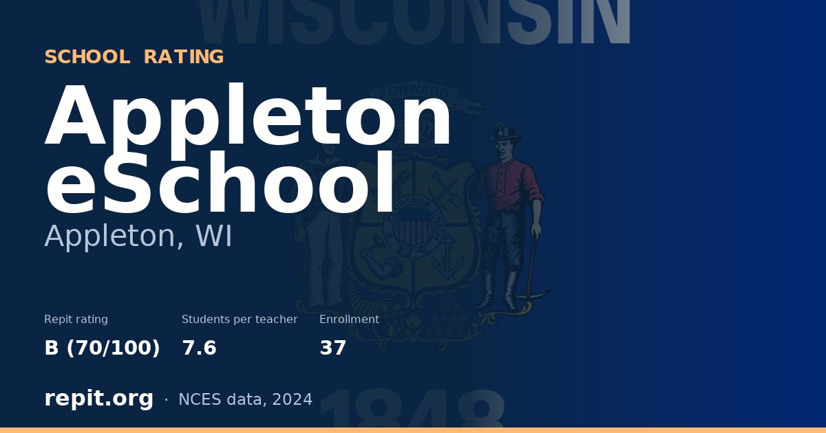 Appleton eSchool, Appleton, WI — Repit school rating B (70/100)