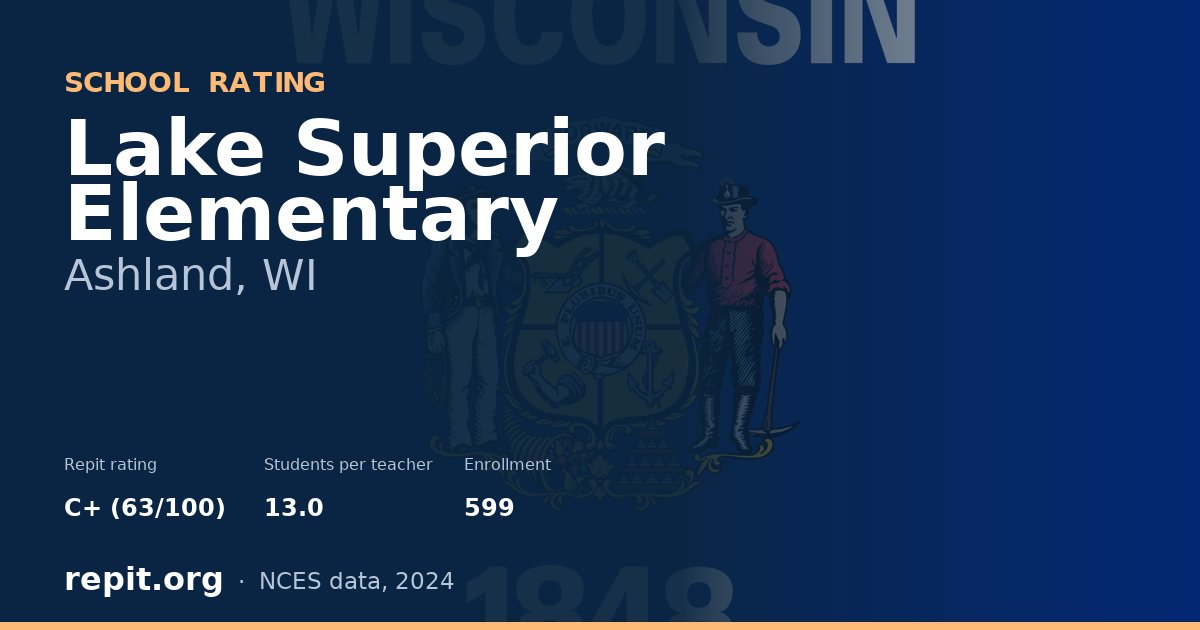 Lake Superior Elementary, Ashland, WI — Repit school rating C+ (63/100)