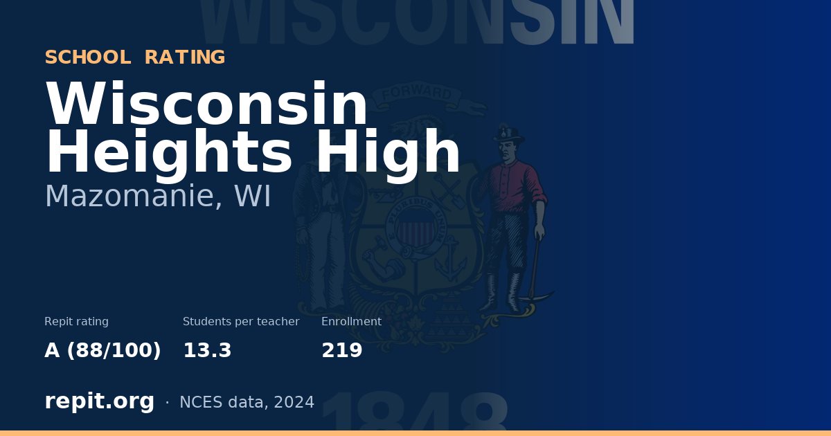 Wisconsin Heights High, Mazomanie, WI — Repit school rating A (88/100)