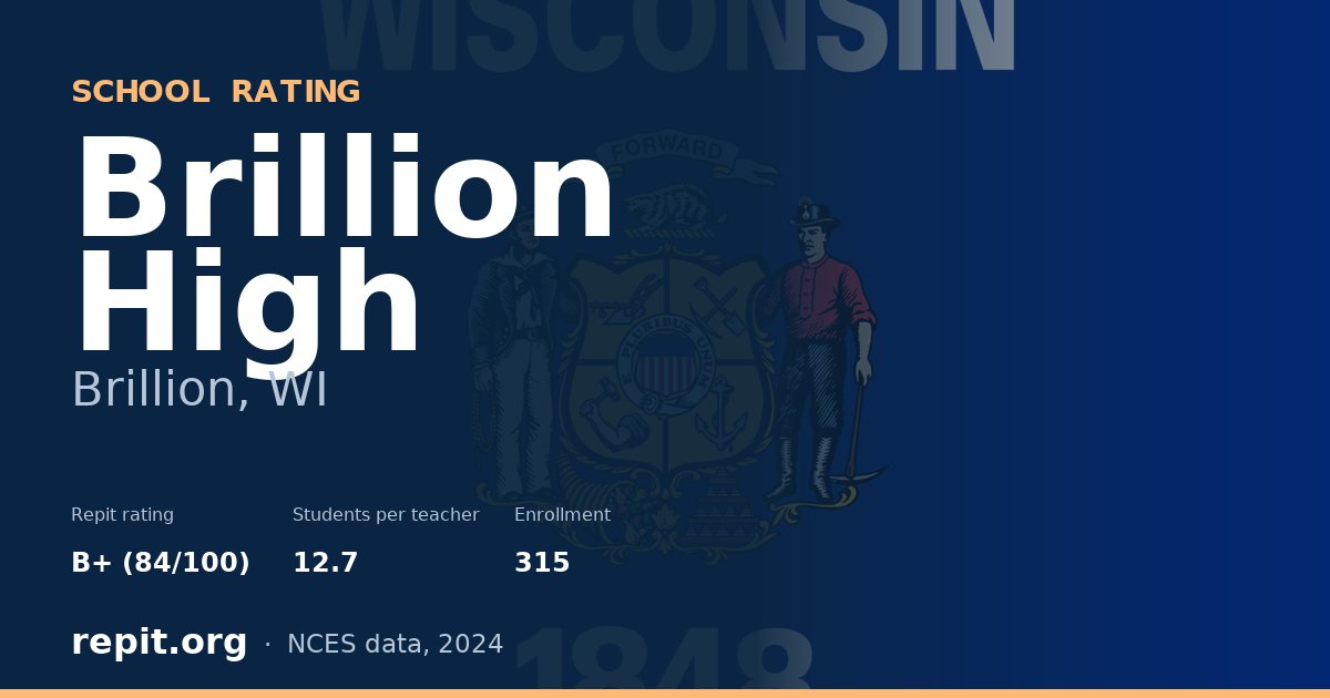 Brillion High, Brillion, WI — Repit school rating B+ (84/100)