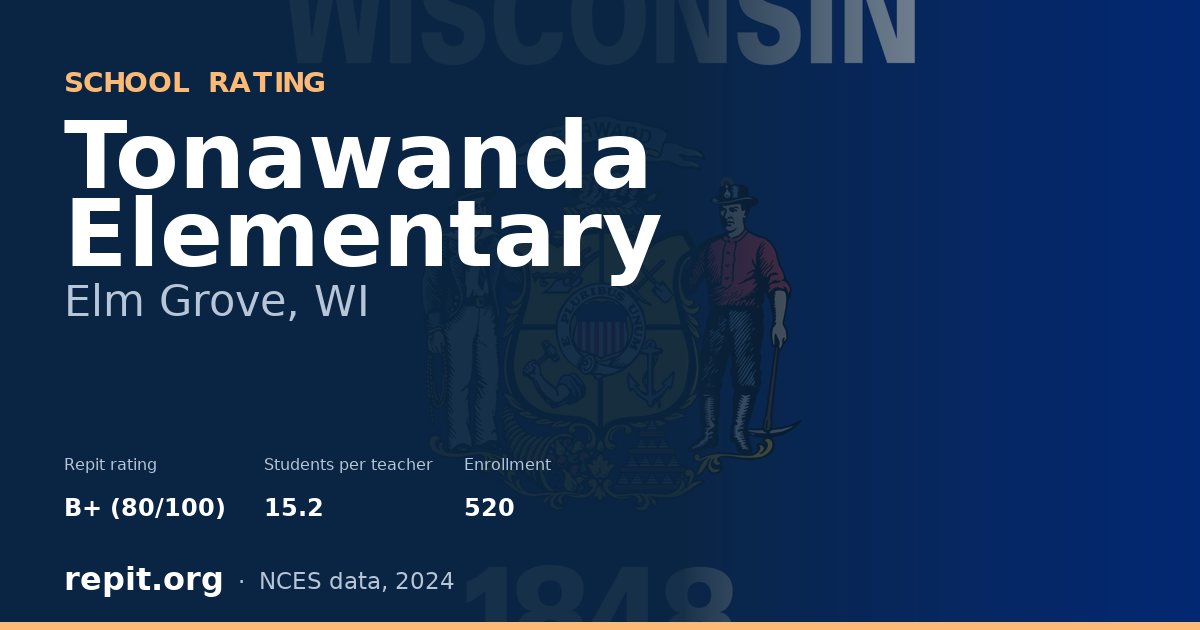 Tonawanda Elementary, Elm Grove, WI — Repit school rating B+ (80/100)