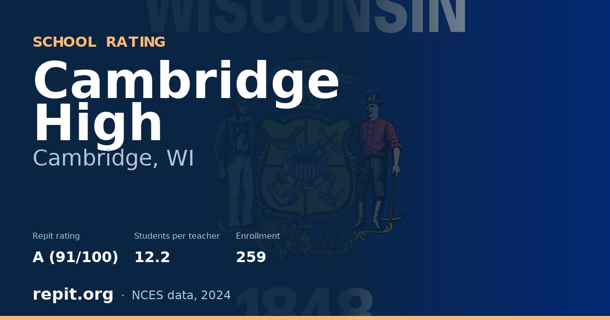 Cambridge High, Cambridge, WI — Repit school rating A (91/100)